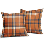 Fall Plaid Pillow Covers 18X18 Set Of 2 Orange Blue Buffalo Plaid Tartan Print Autumn Themed Decorative Throw Pillows Outdoor Pi