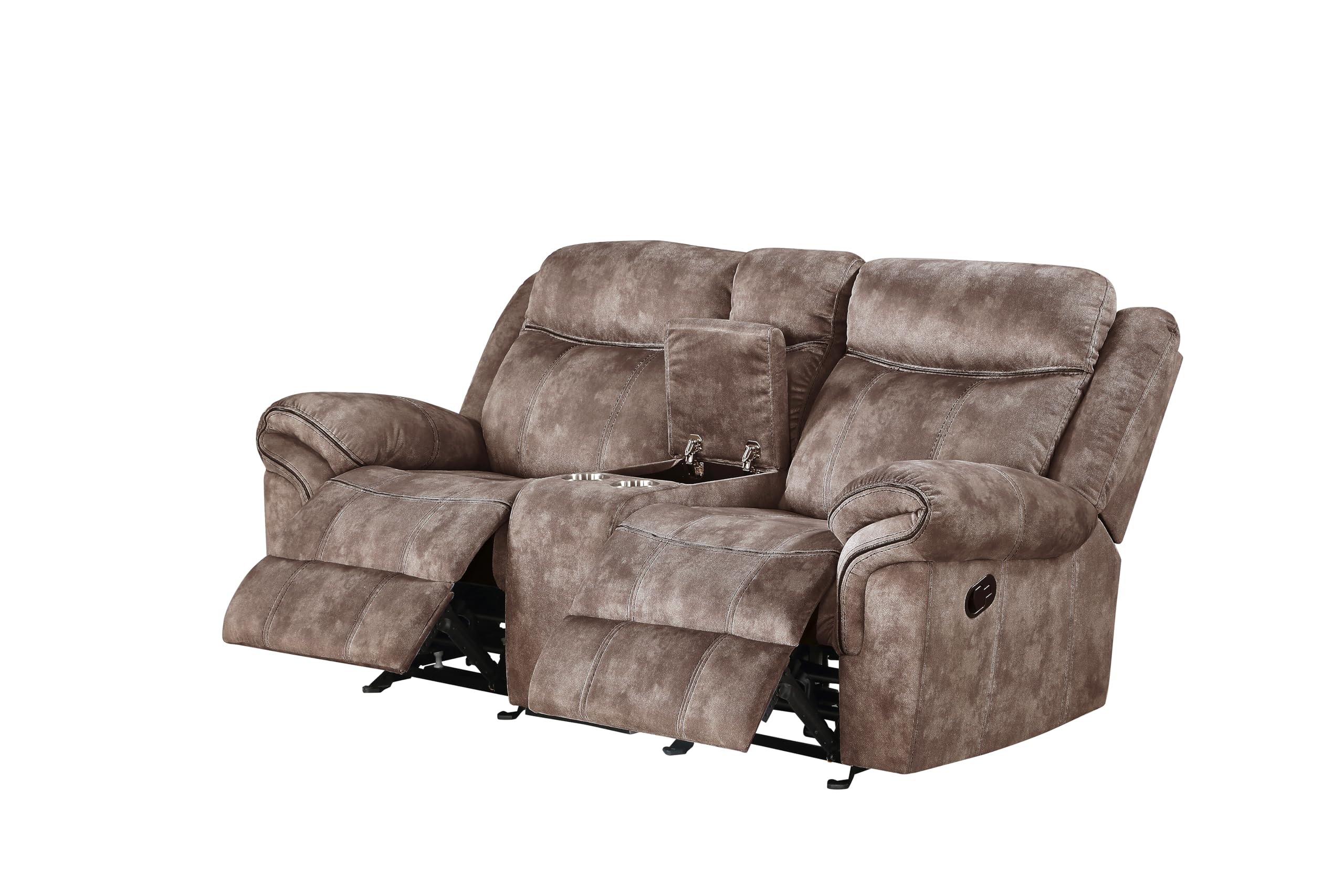 Acme Zubaida Reclining Loveseat with USB Dock and Console in Chocolate Velvet