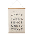 Bon et Beau 16 x 24 Inch Embroidered Alphabet Poster Framed with Wood Hanger - Neutral Gray Wall Decor for Boys Nursery, Bedroom
