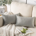 Phantoscope Pack Of 2 Velvet Decorative Throw Decorative Pillow Cover Soft Solid Square Cushion Case For Couch Mist Grey 12 X 20