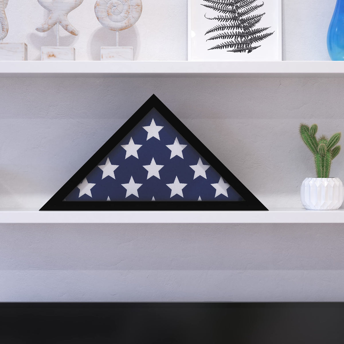 Flash Furniture Sheehan Memorial Flag Display Case - Black Solid Wood Military Flag Display Case For 9.5 X 5 American Veteran Flag