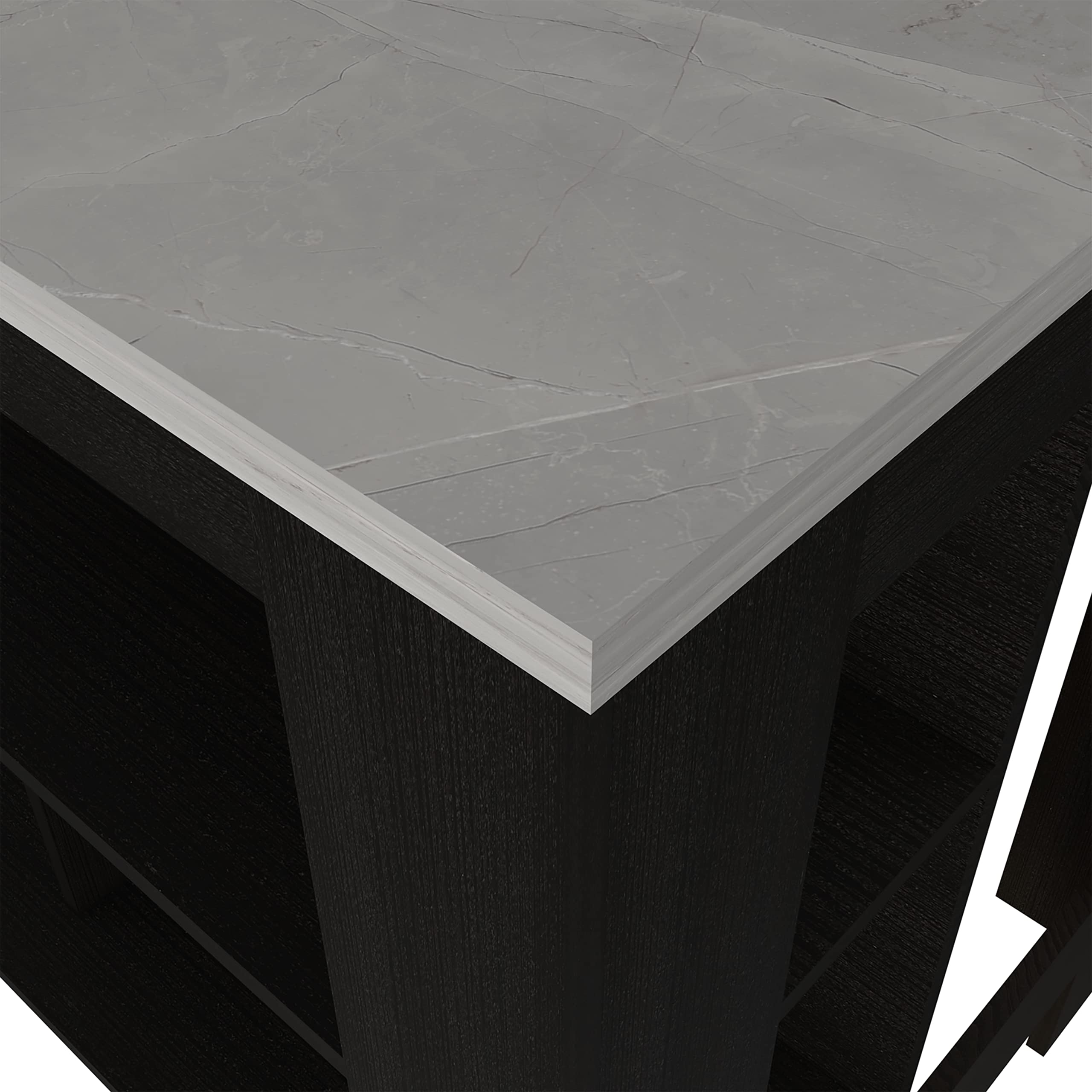 delos Depot E-Shop Kitchen Island, Kitchen Table 35&quot; H, Four Legs, Three Open Storage Shelves