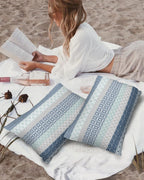 Outdoor Waterproof Throw Pillow Covers Set Of 2 Blue Boho Stripe Tribal Vingtage Lumbar Pillowcases 20X12 Inches Bohemian Style