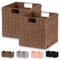 Vagusicc Wicker Baskets, Set of 2 Hand-Woven Paper Rope Storage Baskets Woven, Foldable Cubby Storage Bins, Storage Basket for S