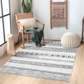 BESTSWEETIE 3x5 Area Rugs for Living Room Washable Moroccan Farmhouse Neutral Geometric Low Pile Non-Slip Soft Print Pattern Rug