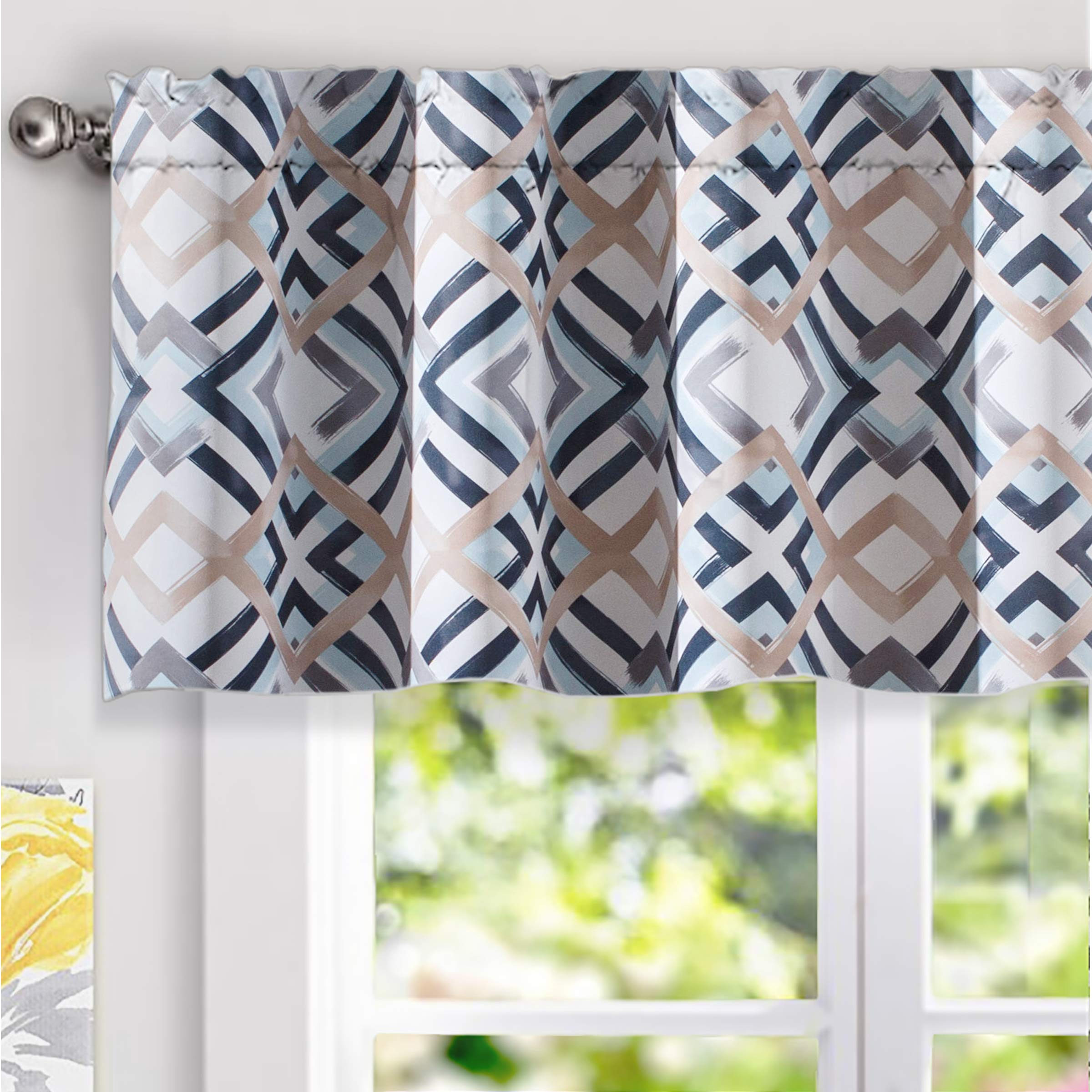 DriftAway Diamond Trellis Watercolor Geometric Checker Plaid Pattern Blackout Thermal Insulated Energy Saving Window Curtain Val