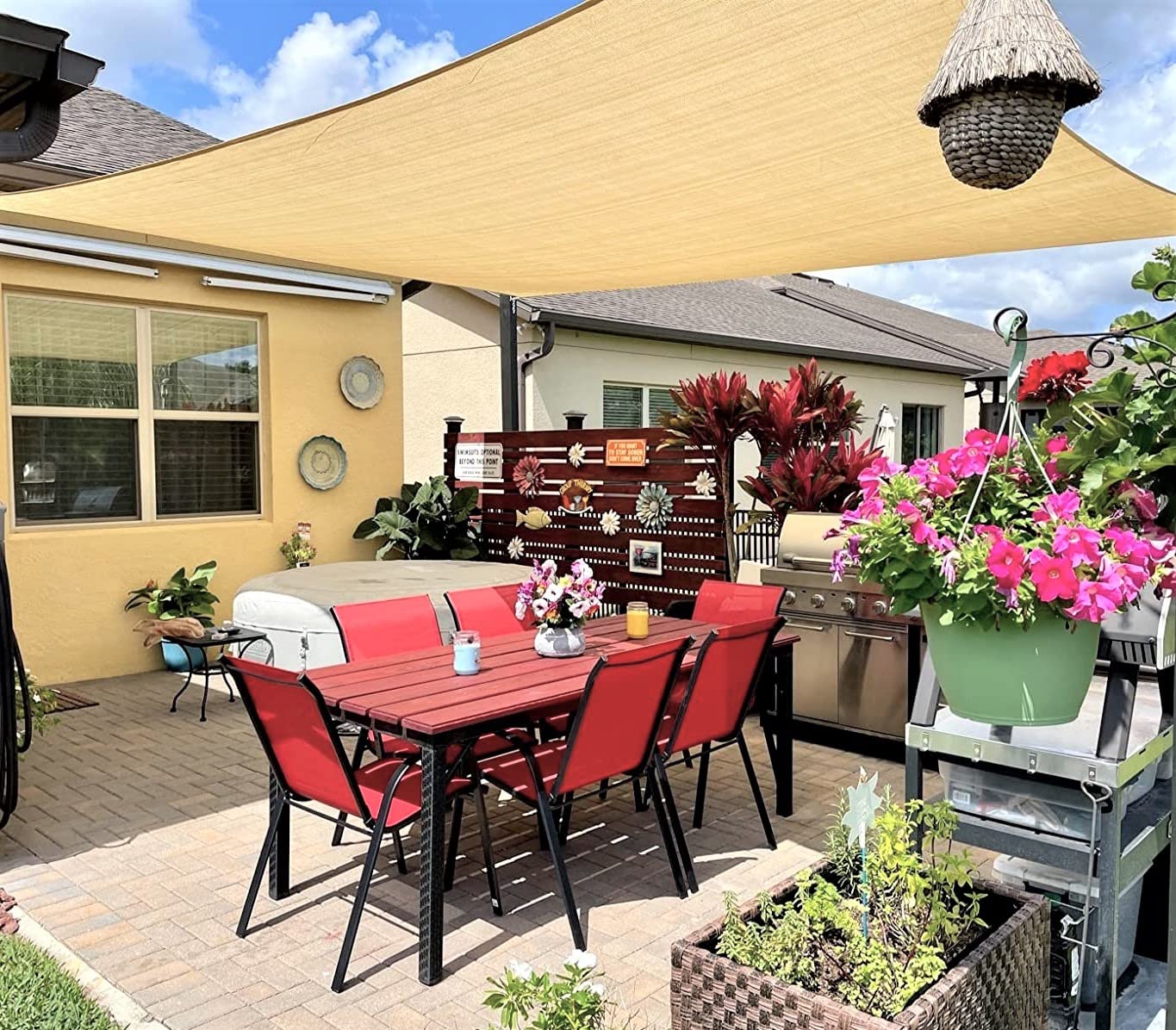 Infrange 17' X 18' Rectangle Sun Shade Sails Canopy Uv Block For Patio Deck Pergola Yard Lawn Outdoor Activities (Beige)