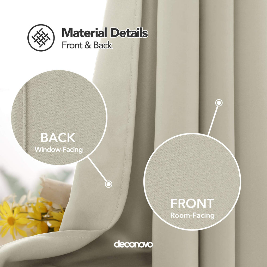 Deconovo Cream Curtains Blackout Drapes For Bedroom, Window Panels 63 Inch Length 2 Pack - 42W X 63L Inch, Light Beige, 2 Drapes