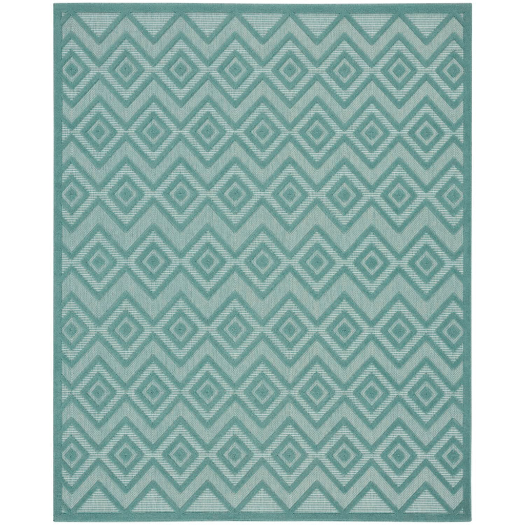 Nourison Versatile Indoor/Outdoor Aqua/Teal 7' X 10' Area Rug, Easy Cleaning, Non Shedding, Bed Room, Living Room, Dining Room, Deck, Backyard, Patio, High Traffic Area (7X10)