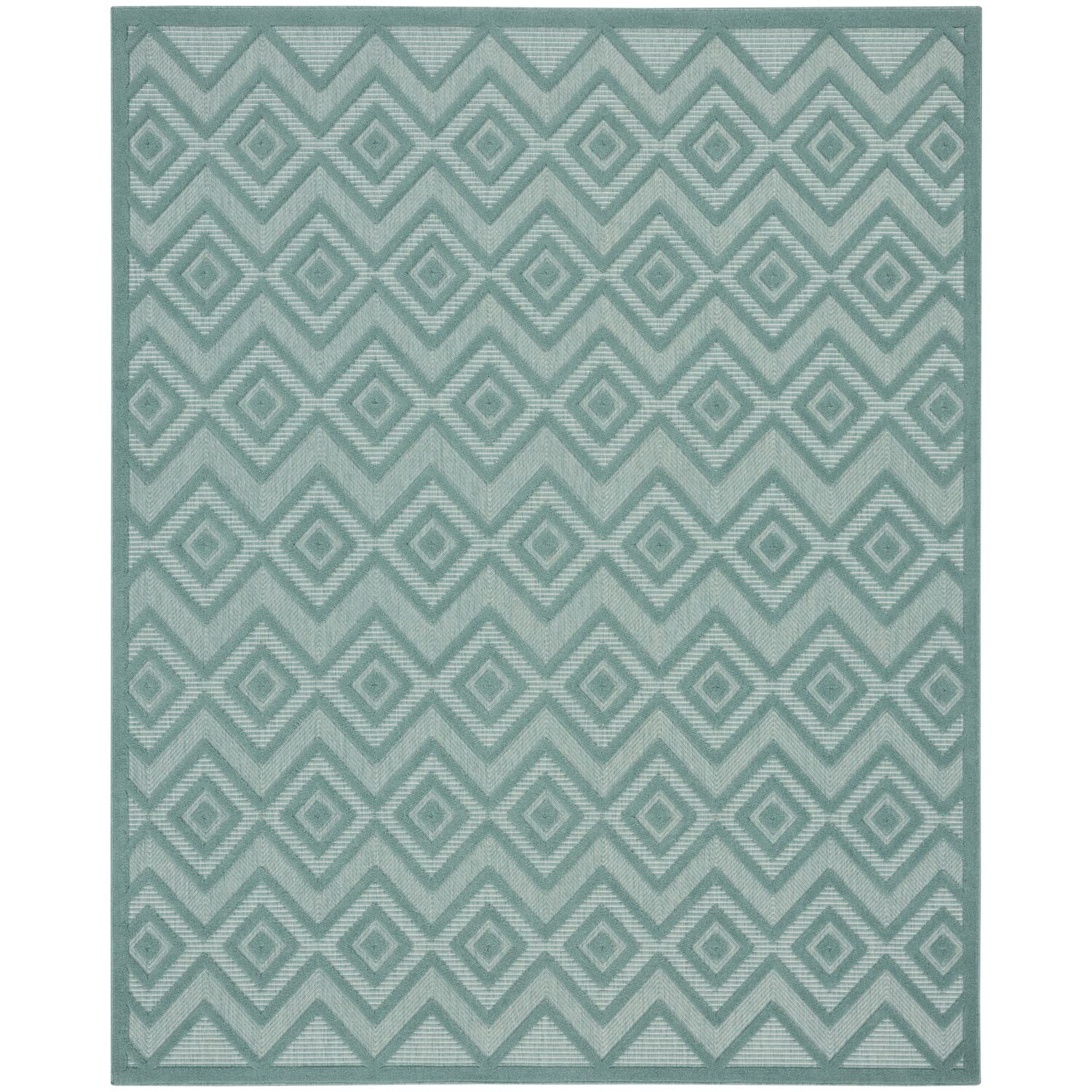 Nourison Versatile Indoor/Outdoor Aqua/Teal 7' X 10' Area Rug, Easy Cleaning, Non Shedding, Bed Room, Living Room, Dining Room, Deck, Backyard, Patio, High Traffic Area (7X10)