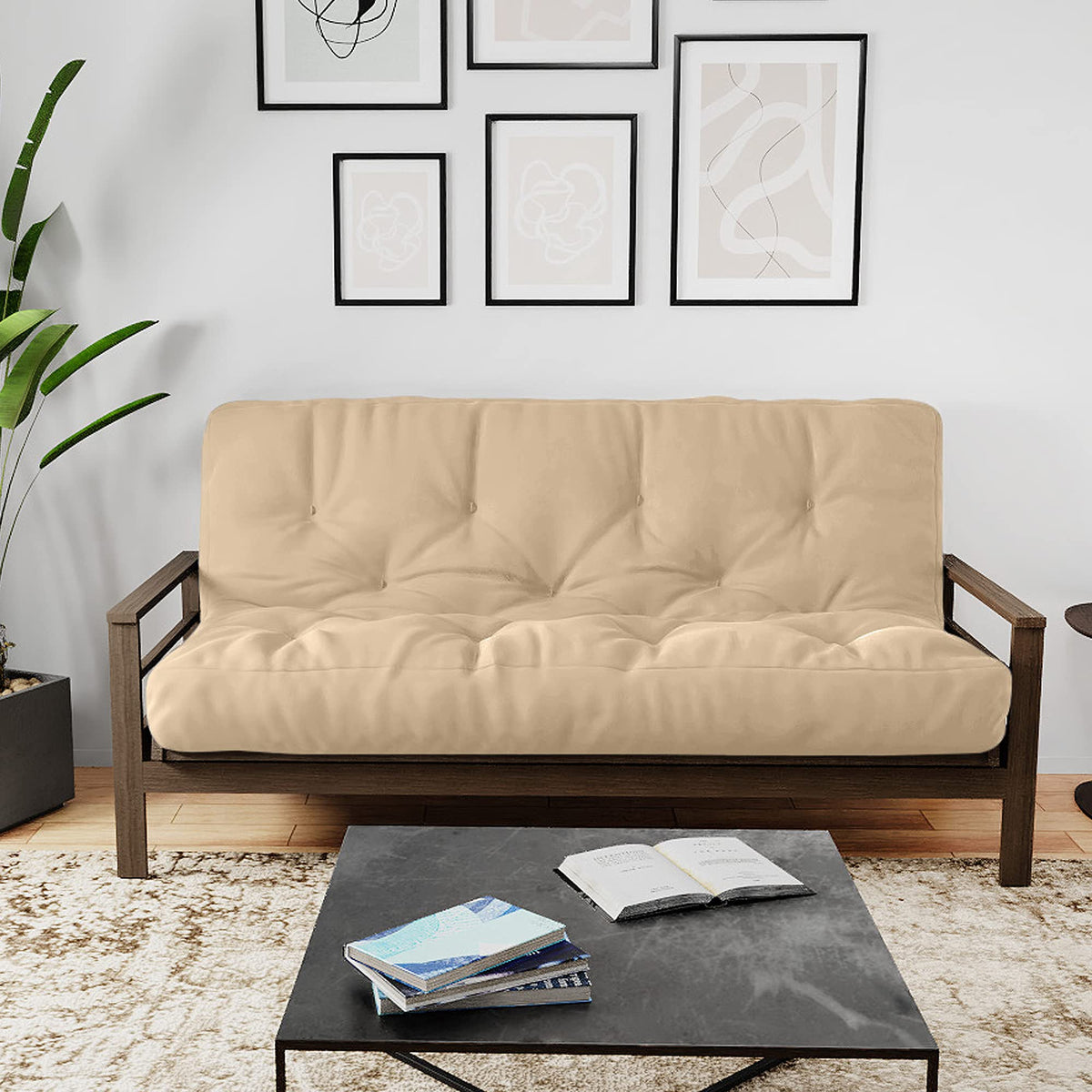 Royal Sleep Products By The Futon Factory Cooling Gel Memory Foam 8 Inch Futon Mattress - Solid Khaki Cover - Full Size - Certip