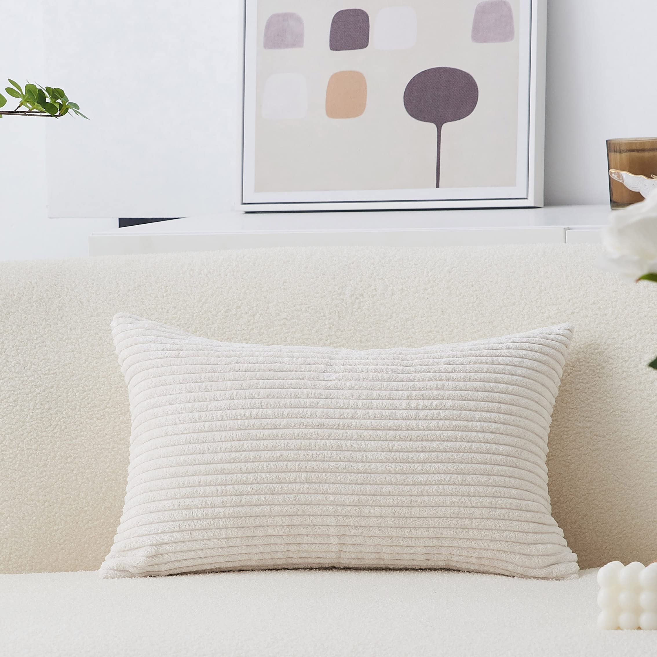 Home Brilliant Rectangular Pillow Covers Solid Striped Velvet Corduroy Couch Chair Oblong Cushion Cover Throw Pillow For Baby To