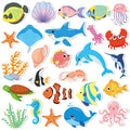 MARFOREVER 50 PCS Sea Animal Window Clings for Kids, Ocean Theme Window Thick Gel Clings Stickers Underwater Fish Shark Turtles 