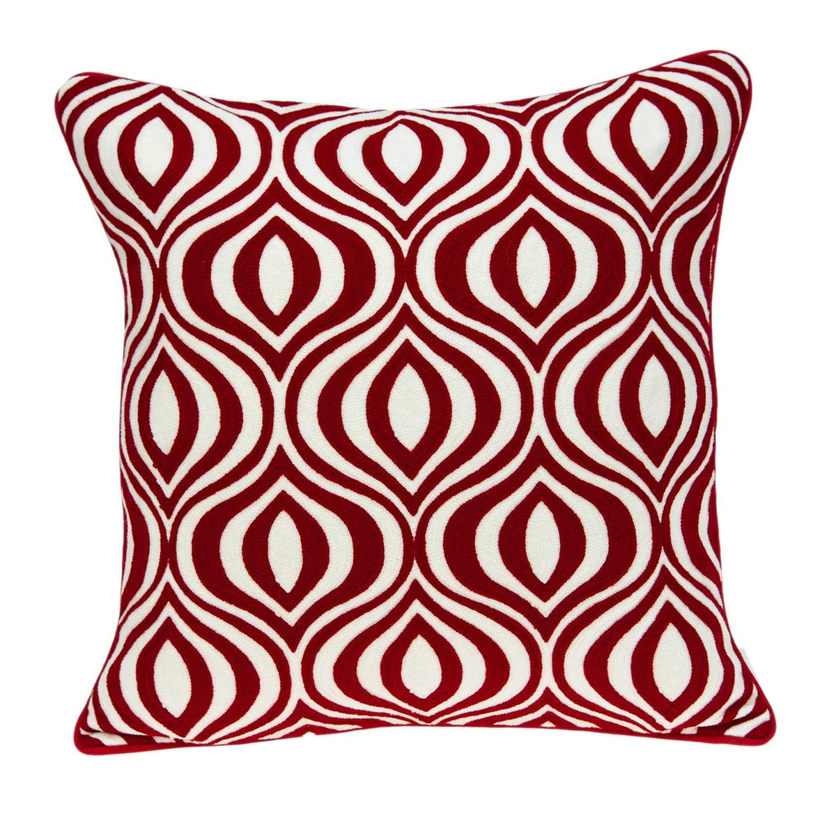 20' X 7' X 20' Transitional Red and White Pillow Cover with Down Insert