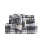 Comfort Spaces Cotton Flannel Breathable Warm Deep Pocket Sheets with Pillow Case Bedding, Cal King, Scottish Plaid Blue, 4 Piec
