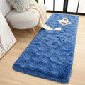 Terrug Fluffy Runner Rug for Bedroom Living Room, 2x6 Navy Area Rug Washable Shag Carpet, Super Soft Fuzzy Plush Non-Slip Cute M