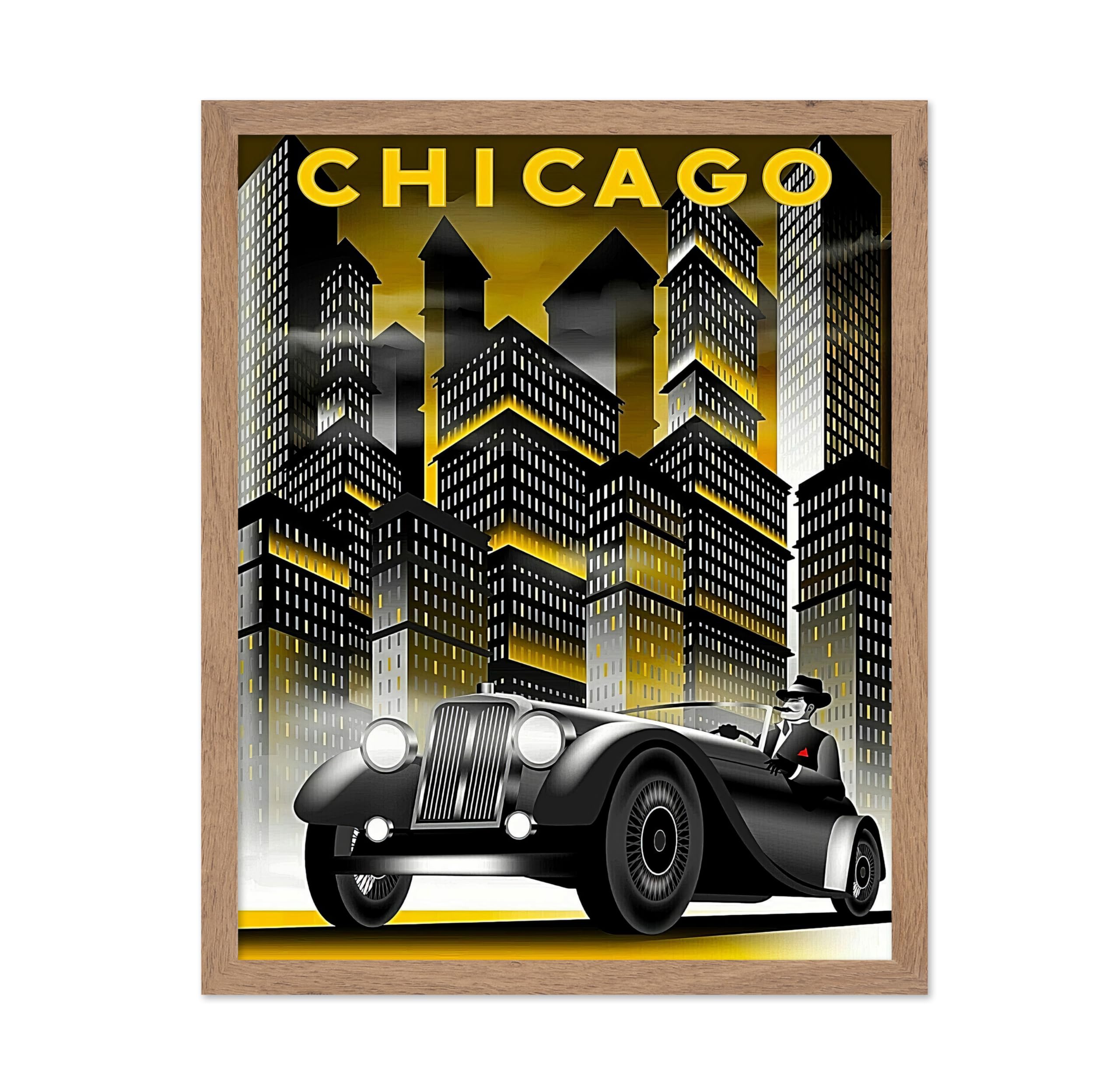 Poster Master Travel Poster - Vintage Chicago Wall Art - Colorful Retro Wall Art - Great Wall Decor Gift for Home, Office, Livin