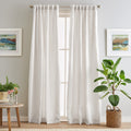 Peri Home 100% Linen Back Tab Lined Curtain, 84 Panel Pair, White