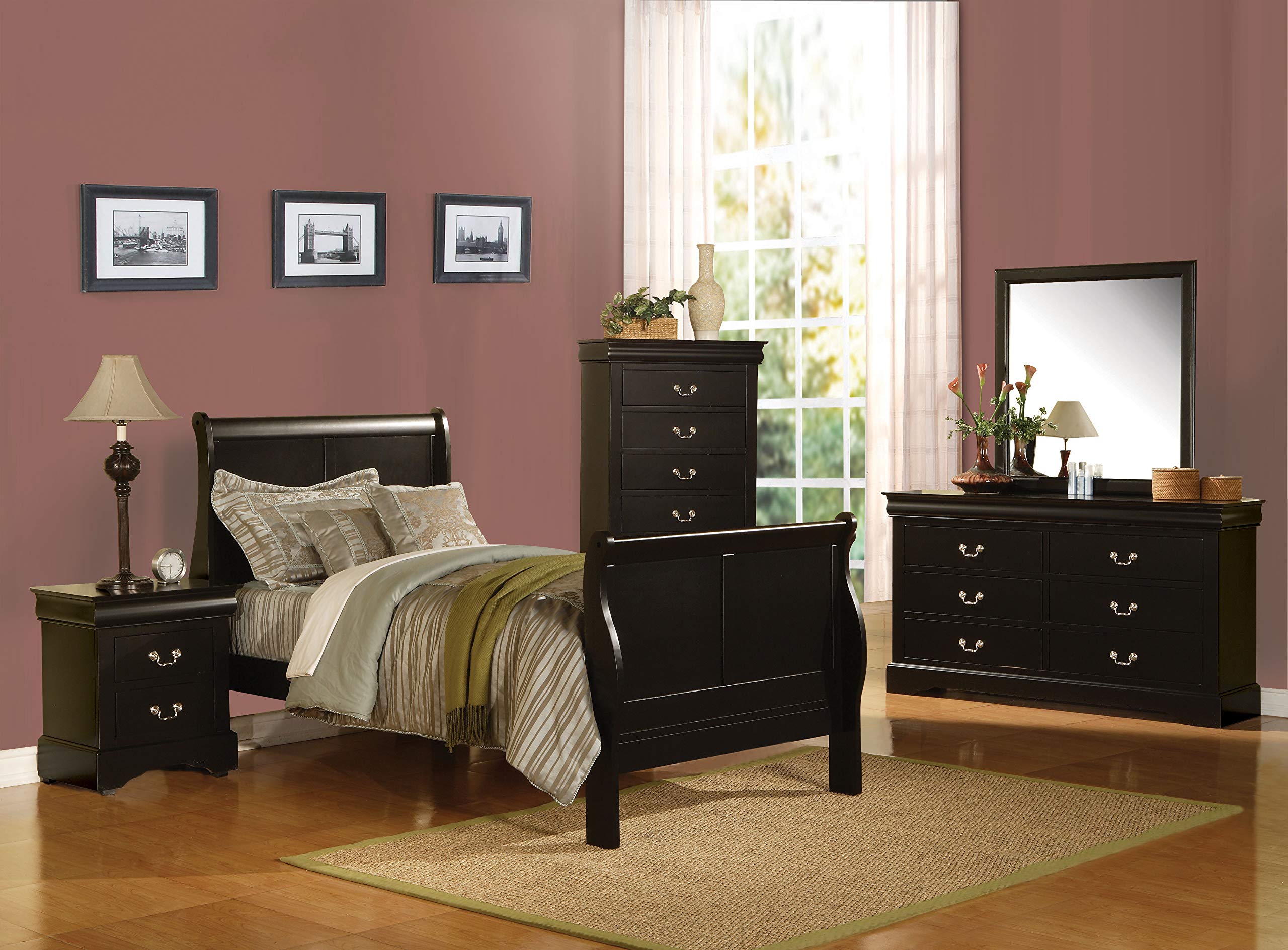 Acme Louis Philippe III Twin Bed in Black