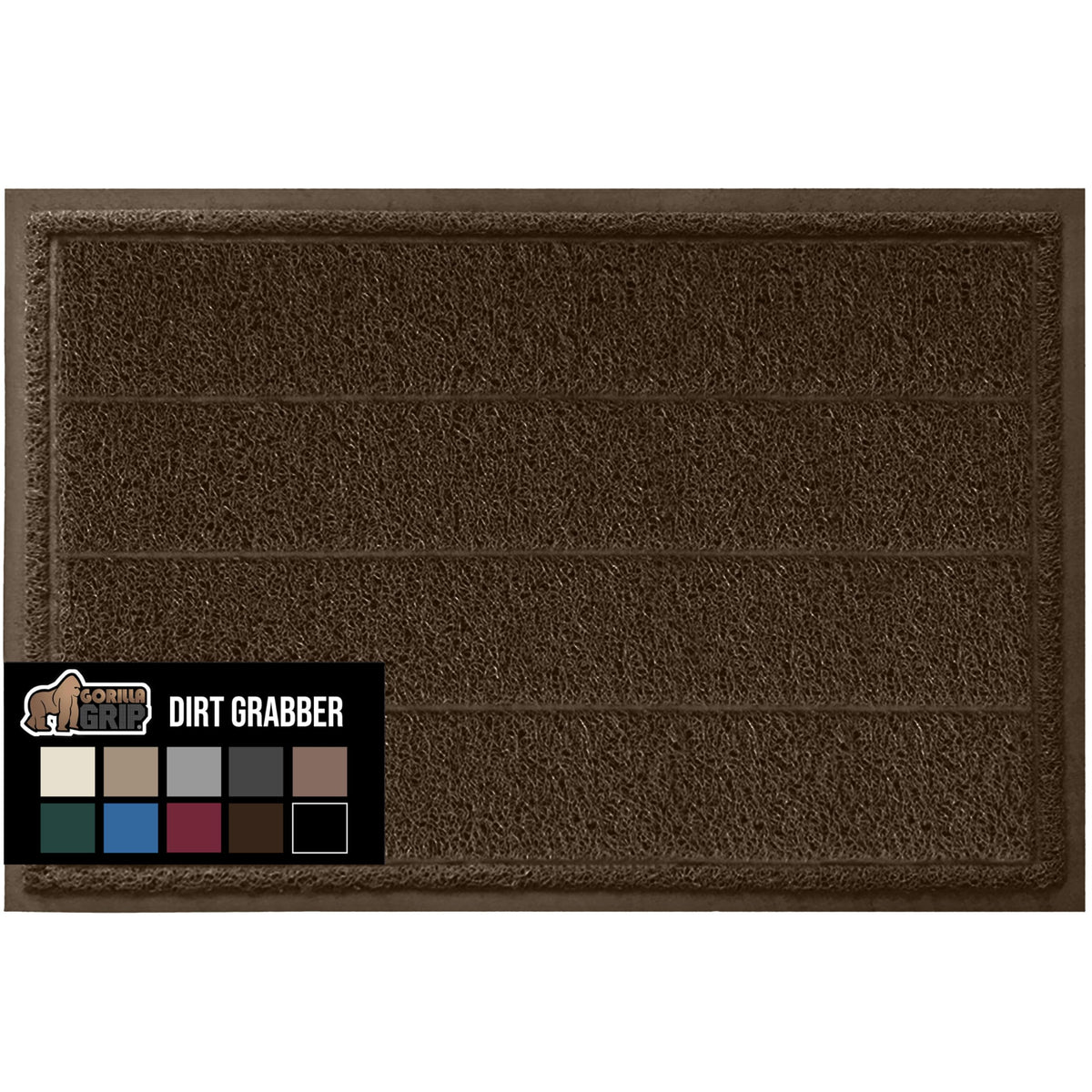 Gorilla Grip Dirt Grabber Mesh Door Mat, Low-Profile, Stain And Fade Resistant Heavy Duty Quick Dry Striped Doormat, Mats For Indoor Or Outdoor Entry, Shoe Scraper, Garage Entrance Mat, 35X23, Brown