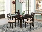 East West Furniture PFBO5-CAP-C 5 Piece Dinette Set for 4 Includes a Square Dining Room Table with Butterfly Leaf and 4 Linen Fabric Upholstered Dining Chairs, 54x54 Inch, Cappuccino