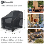 Lsongsky Adirondack Chair Covers 2 Pack,Waterproof Heavy Duty Outdoor Chair Covers,Adirondack Patio Chair Covers For Outdoor Furniture,(33 W X 35 D X 36 H Inches),Black
