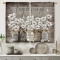 Laifzere Farmhouse Floral Kitchen Curtains Daisy Rustic Vintage Flower Inspirational Small Short Cafe Window Curtains Wooden Cou