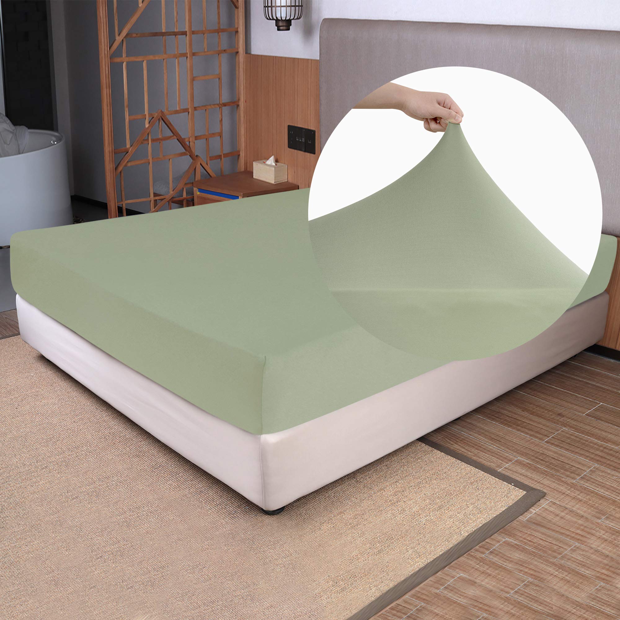 Soft Stretch Twin Fitted Sheet Only - Jersey Knit & Cozy T-Shirt Like, 4-Way Stretchy Snug Fit & Wrinkle Free, No More Slipping