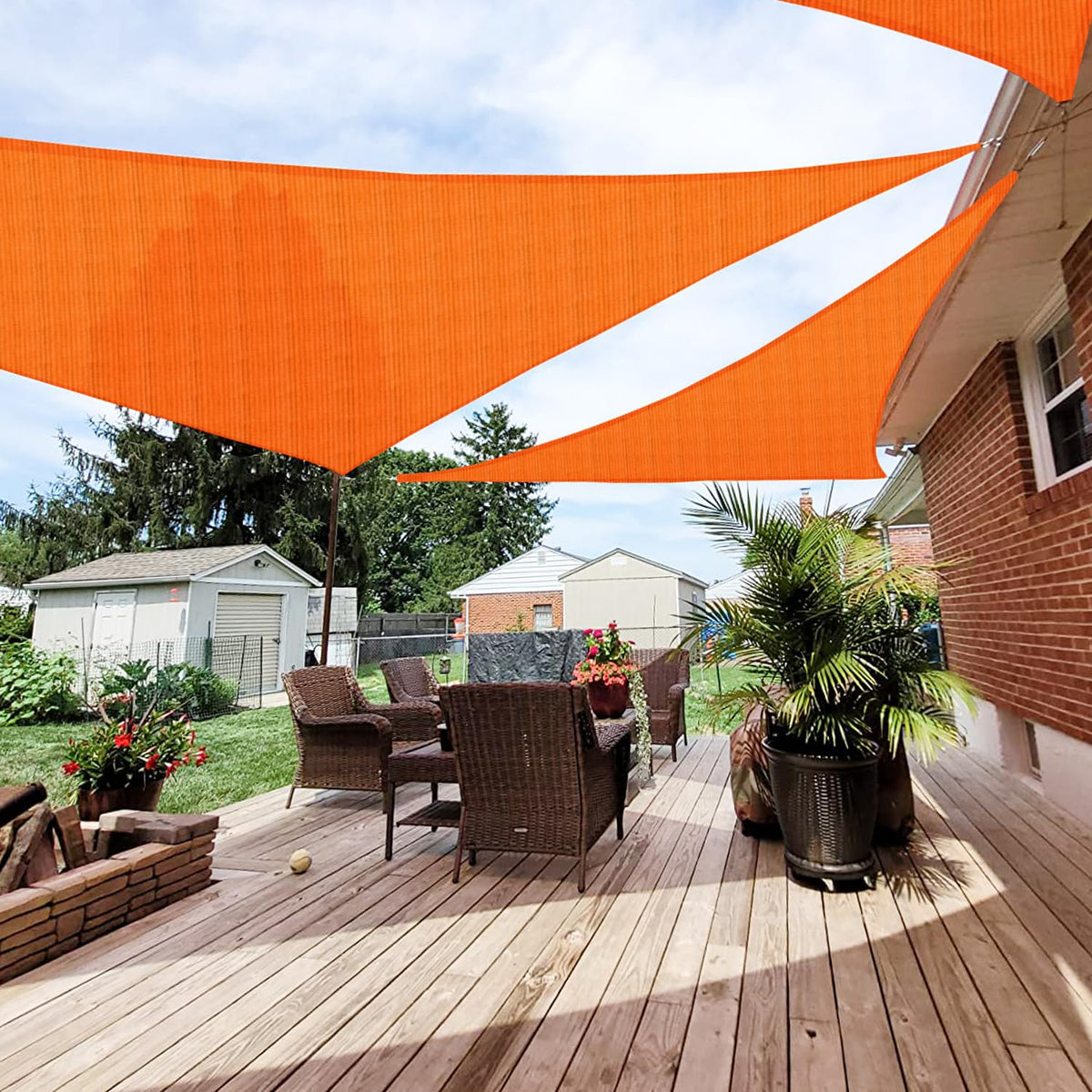 Patio Paradise 8' X 8' X 8' Sun Shade Sail Triangle Canopy, Permeable Shade Cloth Fabric Sunlight Block Patio Cover Hdpe Deck Aw
