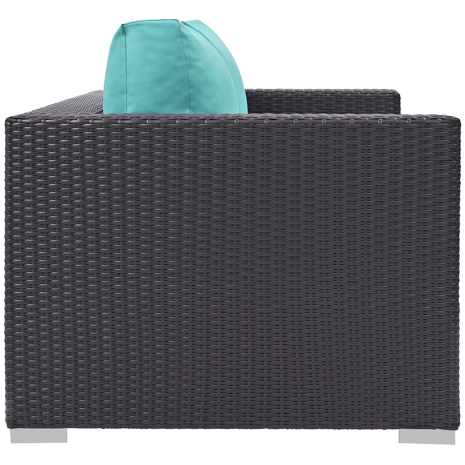 Modway Convene Wicker Rattan Outdoor Patio Loveseat in Espresso Turquoise