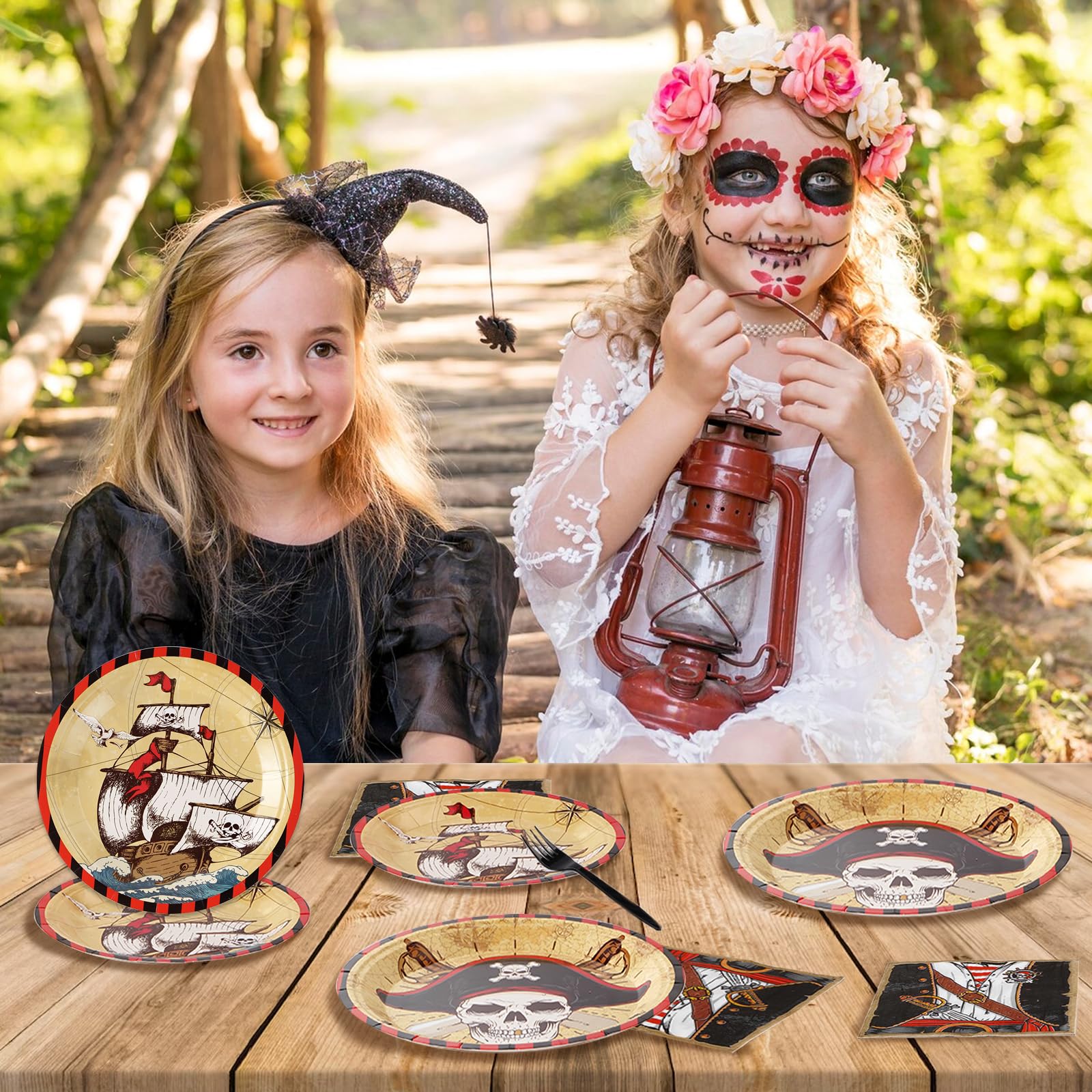 96 Pcs Pirate Party Supplies Tableware Set 350 Gsm Pirate Plates Napkins Forks For Adult Teen Children Birthday Party Pirate Par
