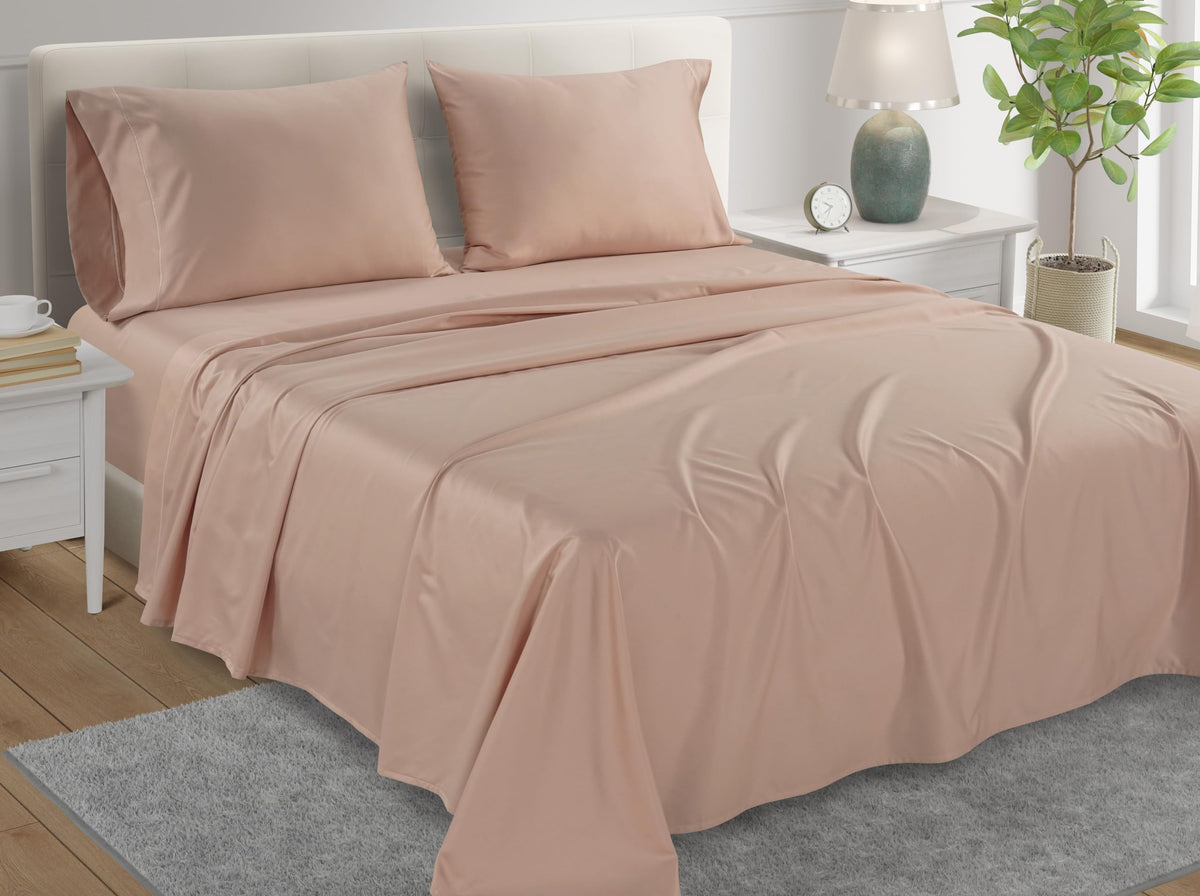 800 Thread Count Egyptian Cotton Sheets King Size, 4Pc Pink Bed Sheets, King Size Sheets Set, Pink Sheets With Sateen Weave, Lon