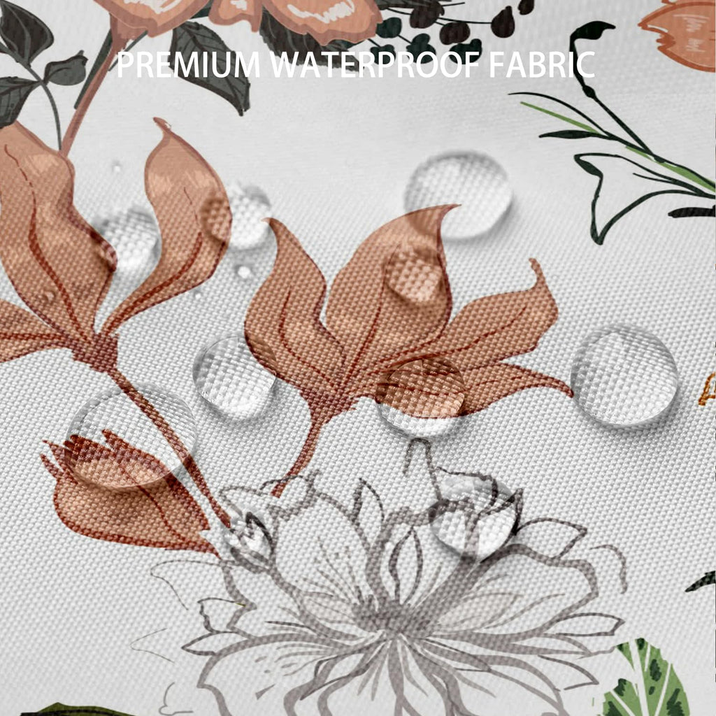 Bivinar Green Boho Floral Shower Curtain 60 X 72 Inch, Flower Leaves Boho Chic Bathroom Curtain, Waterproof Fabric Plant Bathroo