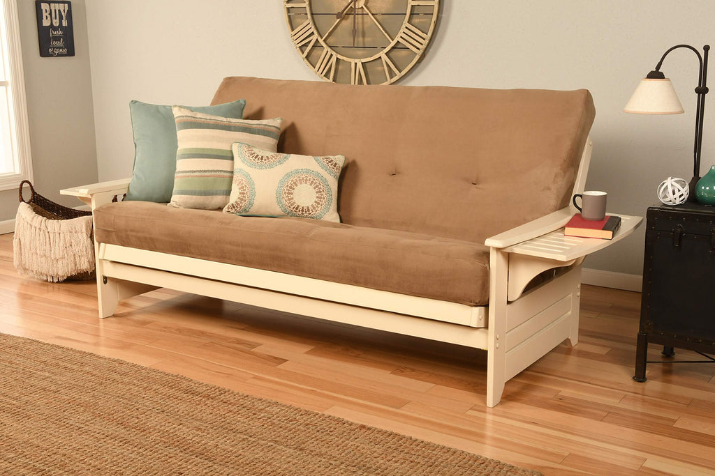 Kodiak Furniture Phoenix Futon Set With Suede Peat Mattress, Full, White