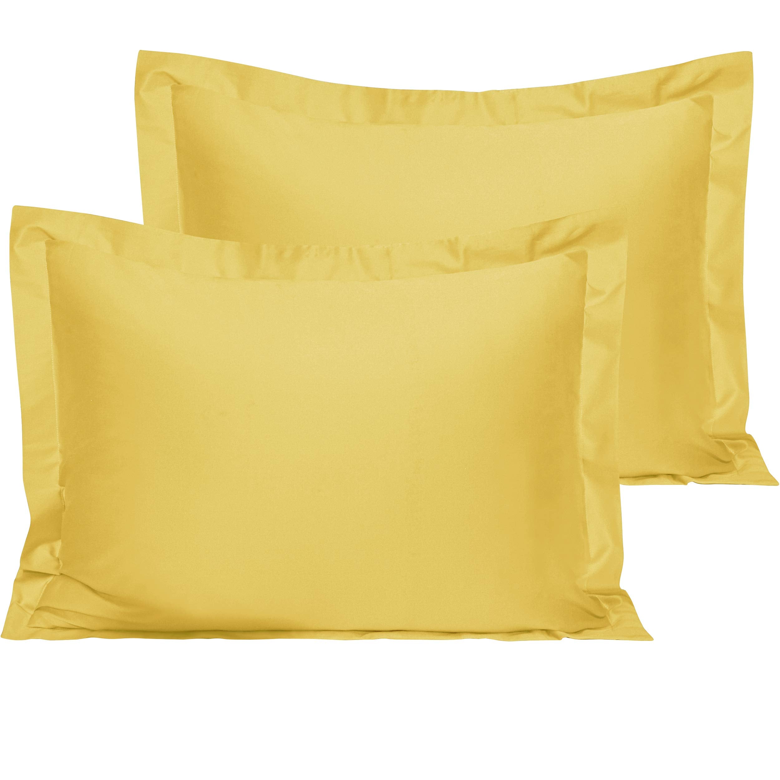 Ntbay 2 Pack 500 Thread Count 100% Egyptian Cotton Standard Pillow Shams, Super Soft And Breathable Oxford Pillowcases For Bed, 20X26 Inches, Mustard Yellow