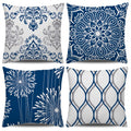 Coliuso Decorative Throw Pillow Covers 18X18 Set Of 4, Blue Modern Simple Square Pillow Case Cushion Cover For Sofa Couch Farmho