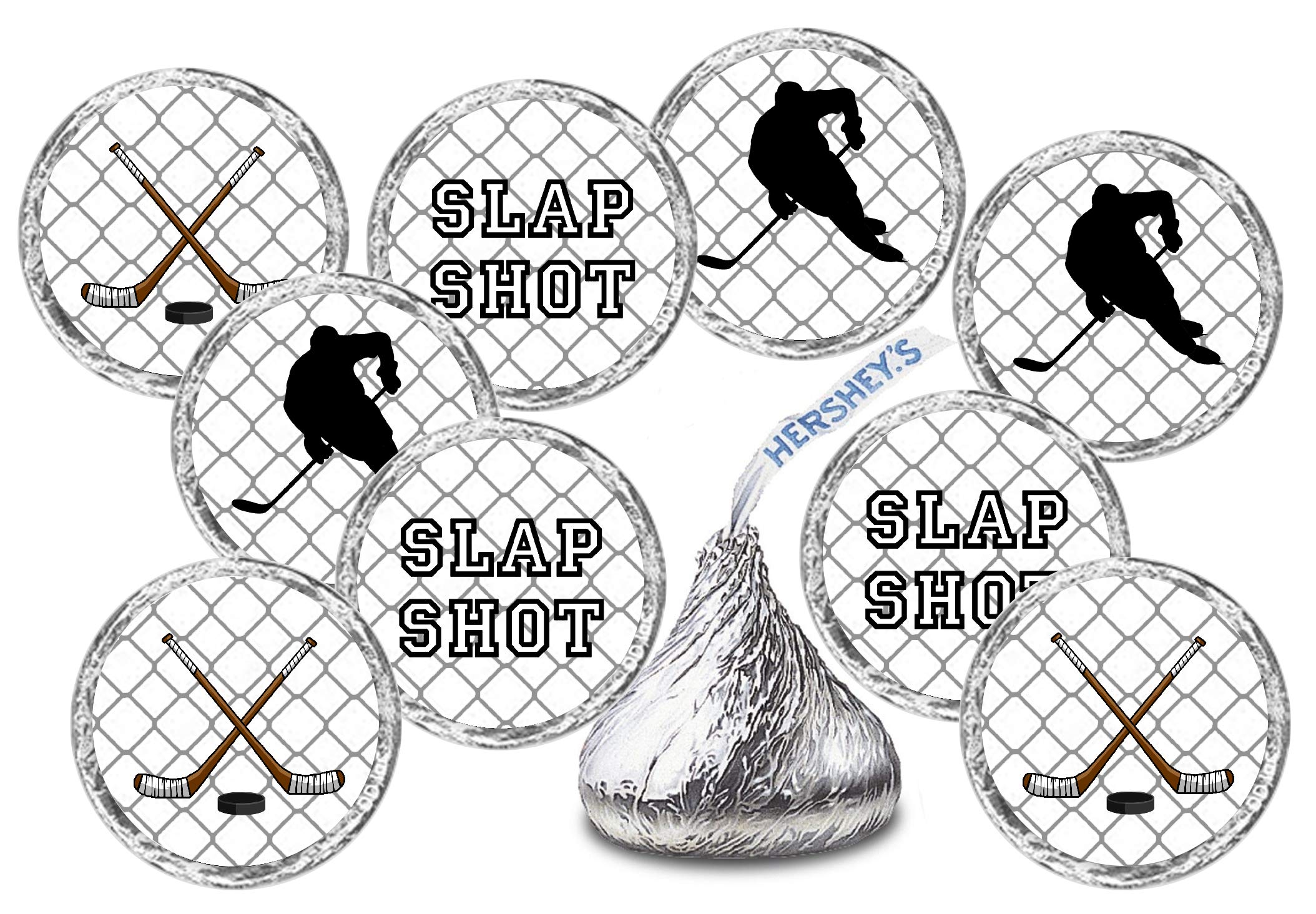 216 Sports Ice Hockey Kisses Stickers, Kisses Stickers For Birthday Party, Baby Shower, Wedding, Graduation, Or Any Family Event
