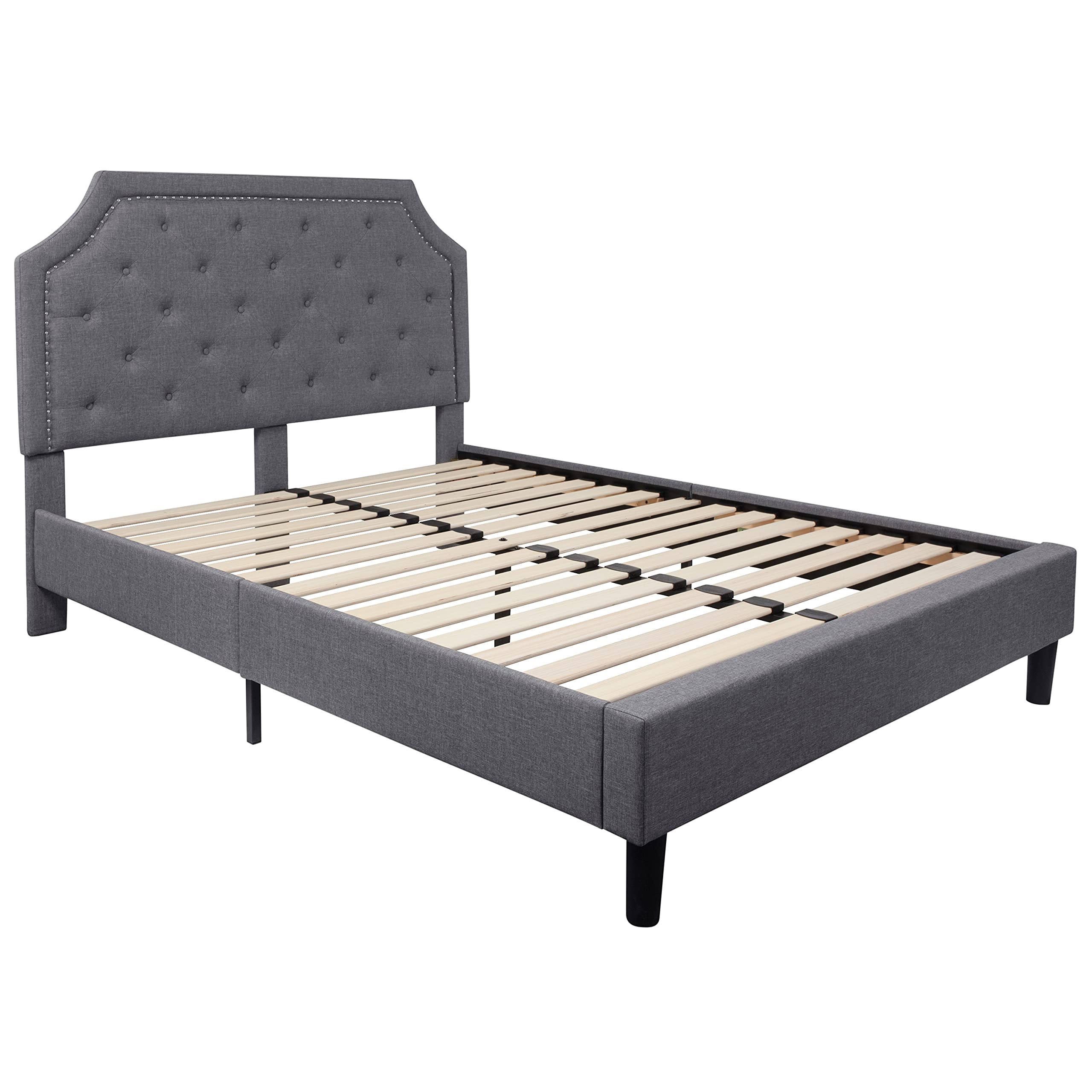 Flash Furniture Brighton Queen Size Tufted Upholstered Platform Bed In Light Gray Fabric