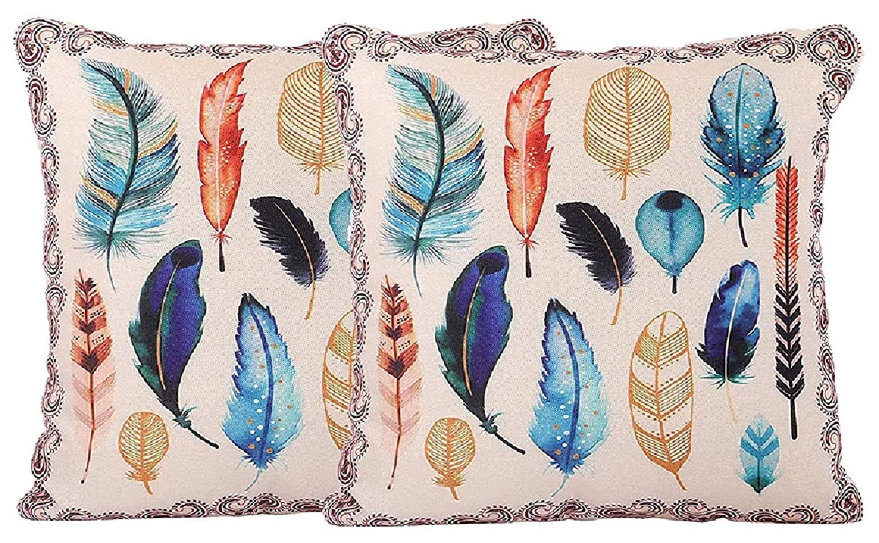 Kuber Industries Wings Design 2 Pieces Cotton Cushion Cover  16X16(Cream)