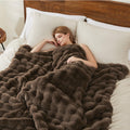 L'Agraty Faux Rabbit Fur Blanket: 60' X 80' Twin Luxury Soft Fluffy Thick Fur Throw Blanket For Couch Bed Sofa - Cozy Plush Bu