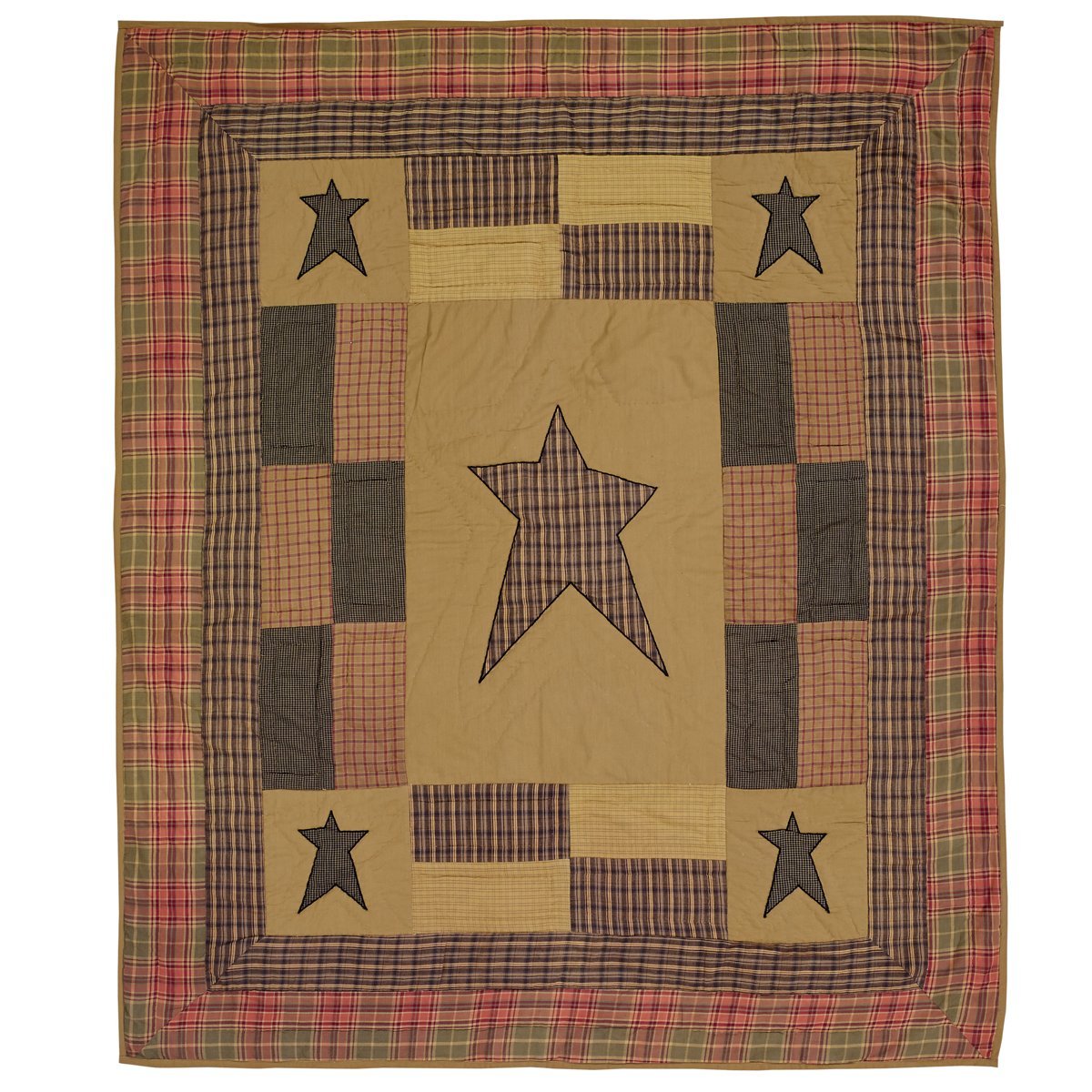 Stratton Primitive 60'X50' Throw Tan Rod Pocket Appliqued Cotton Star Pre-Washed Rectangle Decor