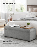 Songmics Storage Ottoman Bench, Foot Rest With Legs, 15.7 X 43.3 X 15.7 Inches, End Of Bed Bench, Storage Chest, Load Up To 660 Lb, For Living Room, Bedroom, Entryway, Light Gray Ulsf088G02