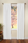 COTTON CRAFT White Curtain Window Panel Drapes - Set of 2 - Thick Cotton Duck Fabric Reverse Tab Top Window Treatment - Bonus Ti
