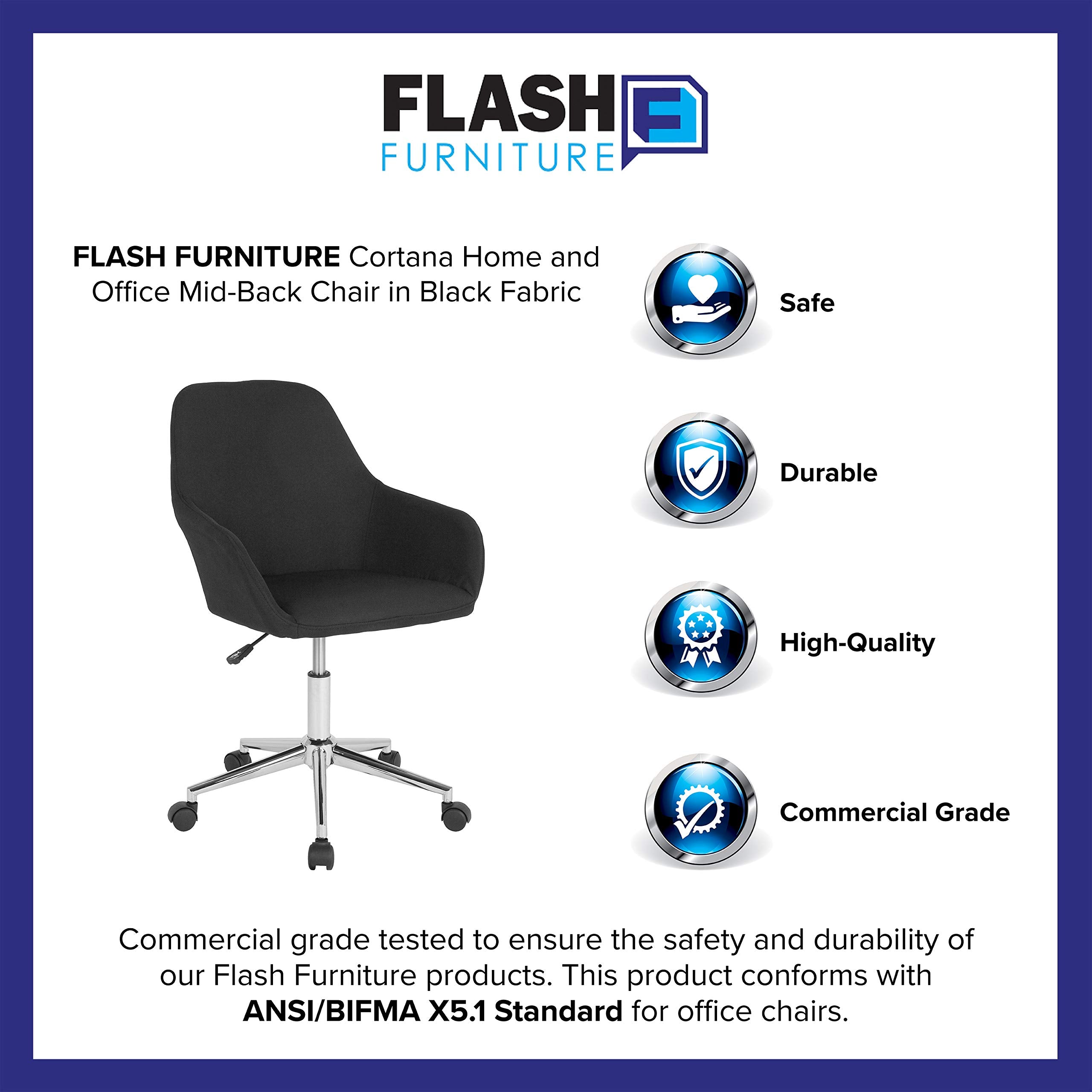 Flash Furniture Cortana Home And Office Mid-Back Chair In Black Fabric