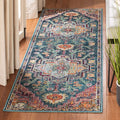 SAFAVIEH Crystal Collection Runner Rug - 22 x 13, Teal & Rose, Medallion Distressed Design, Non-Shedding & Easy Care, Ideal fo
