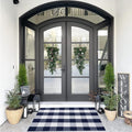 SEEKSEE Cotton Buffalo Plaid Rug 27.5x43 Navy Blue and White Checked Rug Washable Doormats Indoor Outdoor Rugs for Layered Front