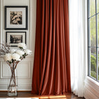 Lazzzy Rust Red Velvet Curtains Room Darkening Thermal Insulated Curtains 90 Inch Length Window Drapes For Bedroom Living Room Super Soft Luxury Rod Pocketwindow Treatment 2 Panels