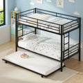 VECELO Twin Over Twin Bunk Bed with Trundle, Metal Bunkbeds with Ladder and Full-Length Guardrail, Noise Free, No Box Spring Nee