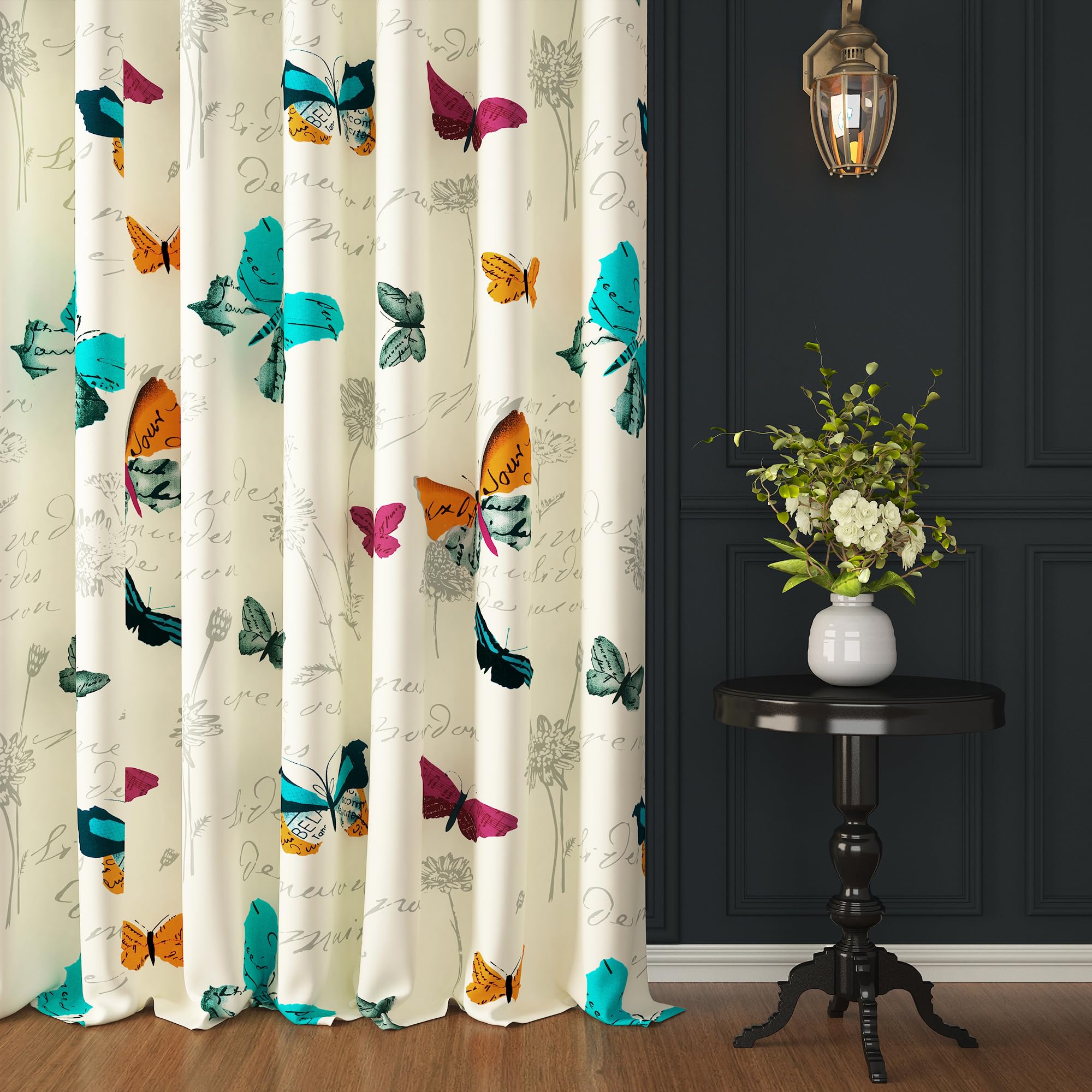 Story@Home Long Door Curtains 9 Feet Long 4 Piece | Bohemian Cotton Curtains | Floral Printed | Light Filtering Curtain For Livi