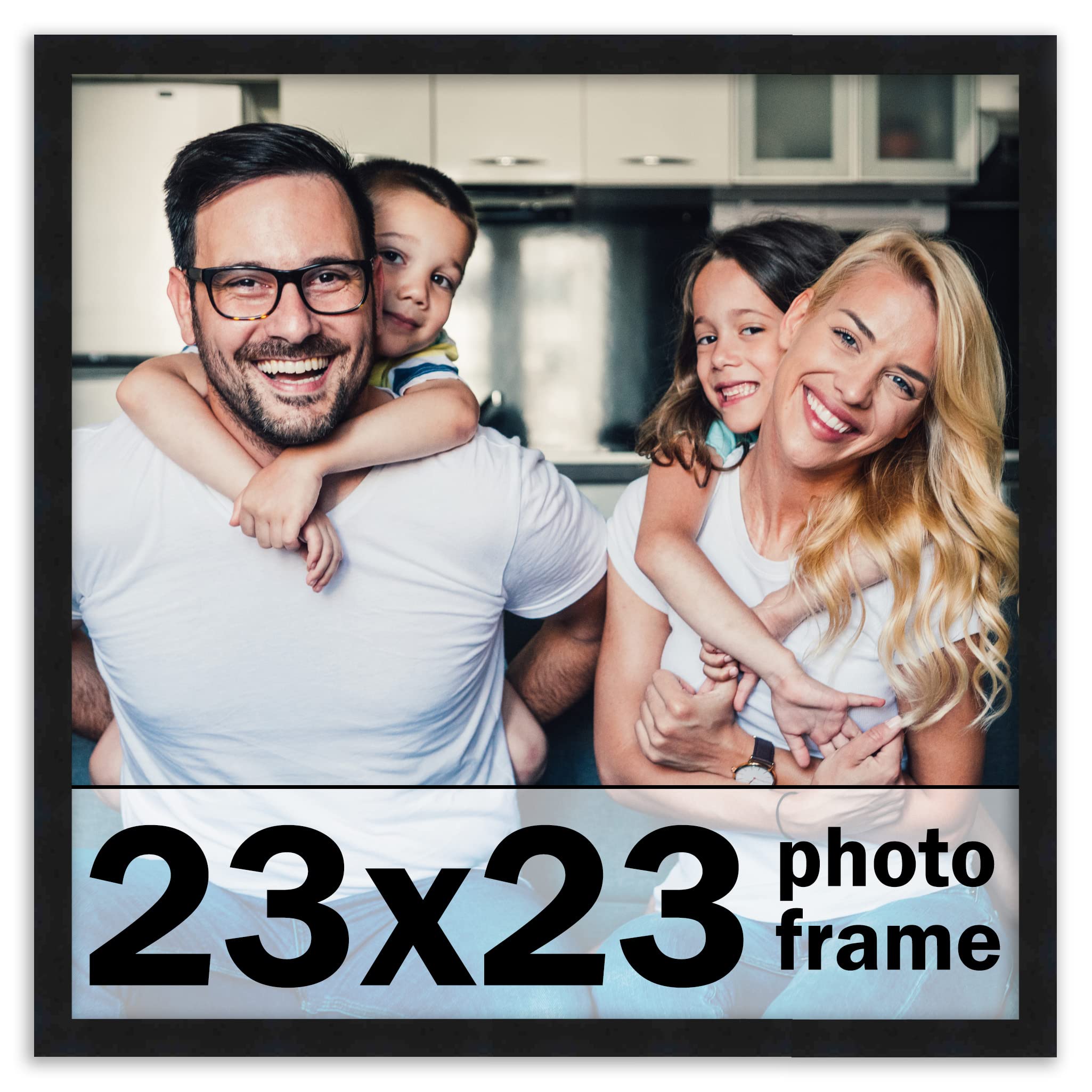 CountryArtHouse 23x23 Frame Black Solid Pine Wood Picture Frame Includes UV Acrylic Plexiglass, Acid Free Foam Backing Board and